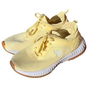 Women's U.S. Polo Assn Butter Yellow Lightweight Knit Sneakers Shoes - Size: 8.5
